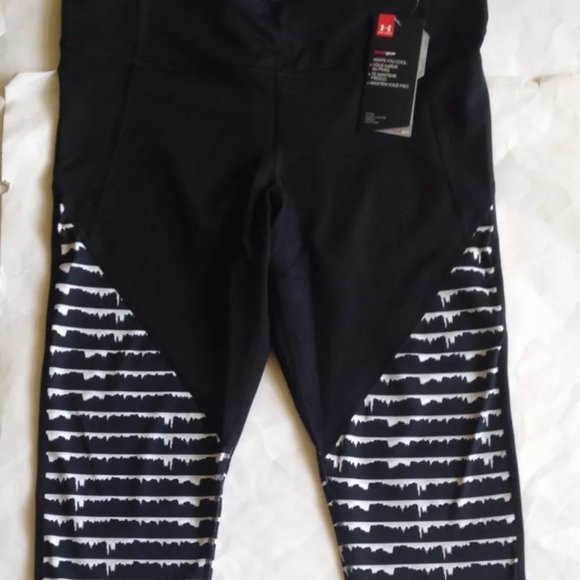 Under Armour Mirror Print Studio Lux Moisture Wicking Leggings Tights Black L - Picture 2 of 5